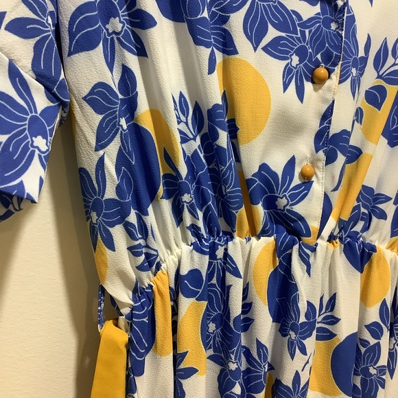 NEW Milan Kiss women’s tie-waist midi floral dress short sleeve size small - Picture 7 of 13